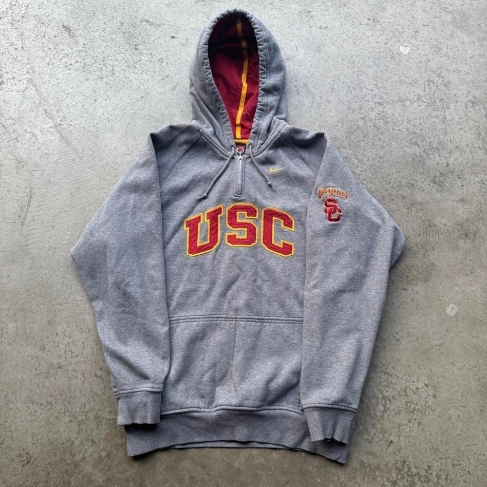 Vintage 90s Nike USC Embroidered Spellout College Hoodie Sportswear Football